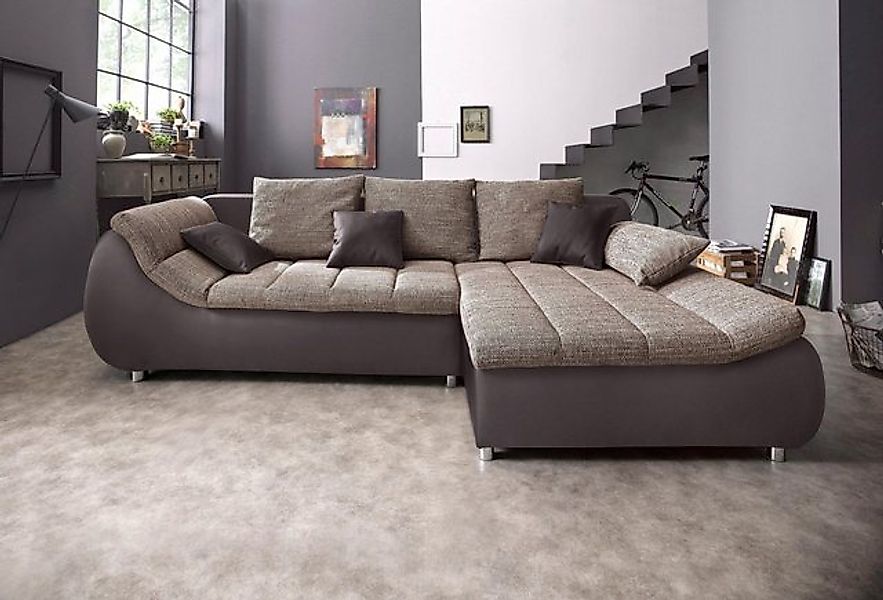 INOSIGN Ecksofa "Imola elegant und bequem, aktuelle Steppung im Sitz, L-For günstig online kaufen