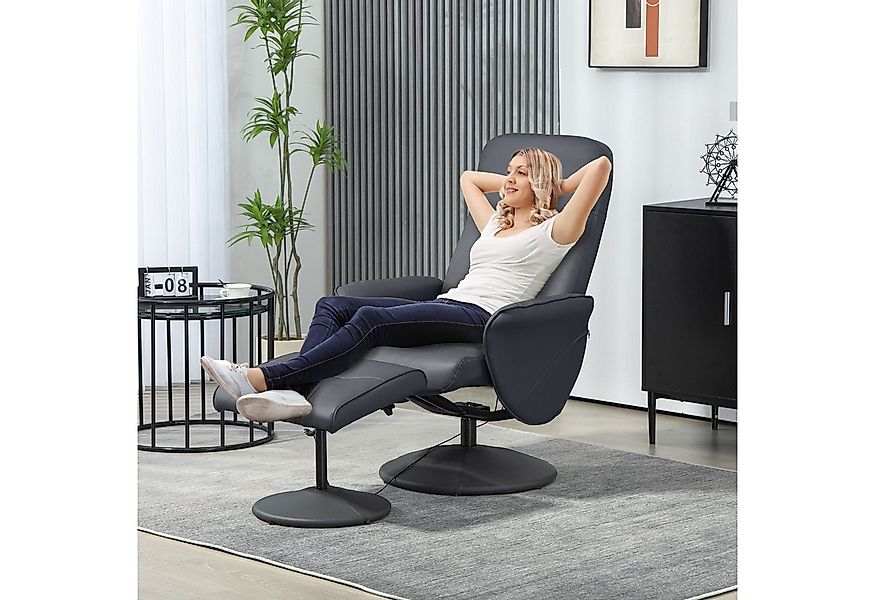 HOMCOM Massagesessel mit Fußhocker, Liegefunktion, 10 Massagepunkte (Relaxs günstig online kaufen