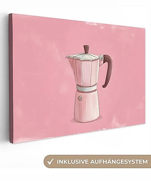 OneMillionCanvasses® Leinwandbild Rosa - Becher Kanne - Illustration - Kaff günstig online kaufen