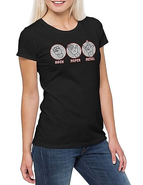 Urban Backwoods Print-Shirt Rock Paper Metal Damen T-Shirt Scissor Scissors günstig online kaufen