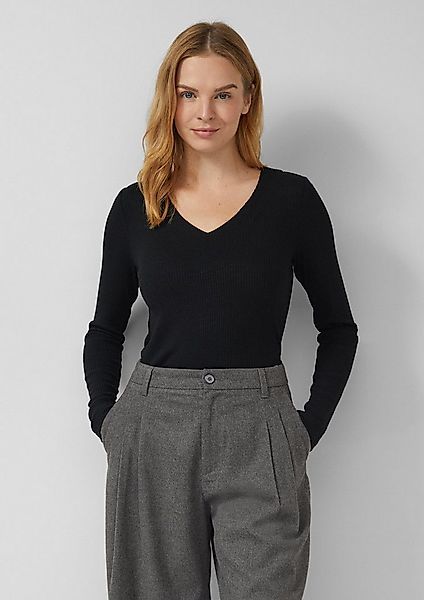 s.Oliver Langarmshirt T-Shirt Geripptes Longsleeve mit V-Ausschnitt günstig online kaufen