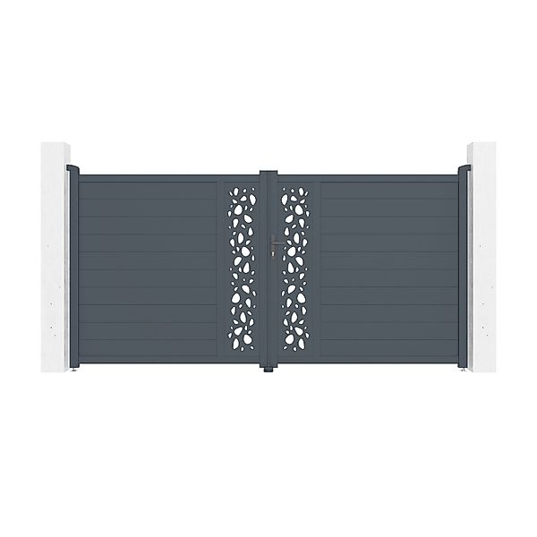 Casanoov Flügeltor 3 5M Sunny H 180Cm & 2 Pfosten H 190Cm Aluminium Grau günstig online kaufen