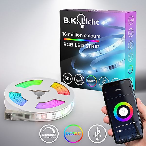 B.K.Licht LED Stripe »Wifi RGBIC USB LED Strip, 5 m, mit App Steuerung«, 15 günstig online kaufen