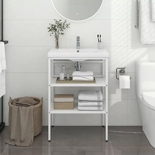 Badezimmer Waschtischgestell Weiß 59x38x83 Cm Eisen günstig online kaufen