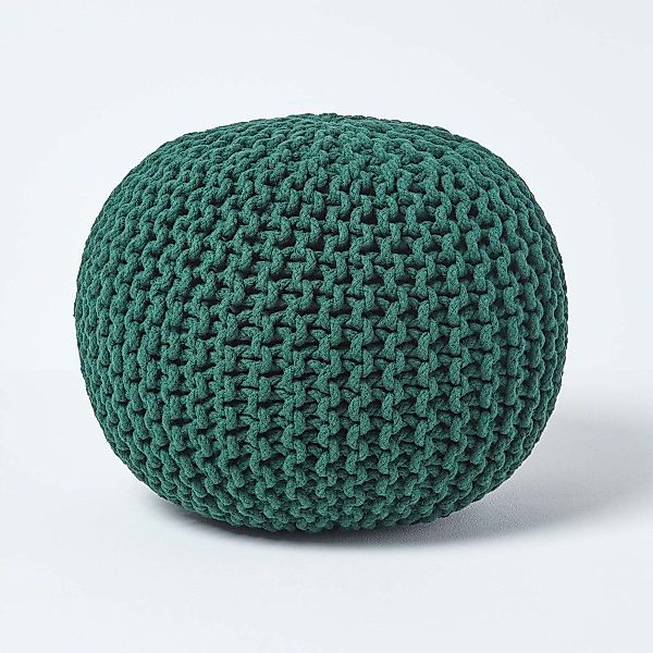 Homescapes Pouf Runder Strickpouf 100% Baumwolle, günstig online kaufen