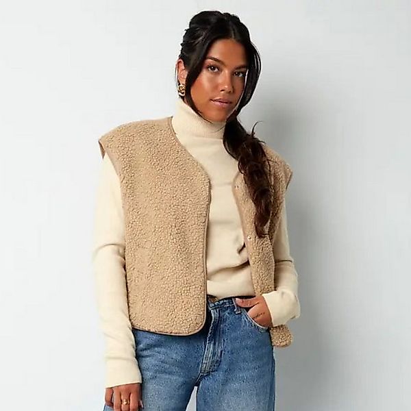 suebidou Plüschweste Damen Weste Teddyweste Sherpa Look mit Knöpfen durchge günstig online kaufen