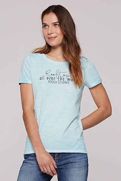 SOCCX Rundhalsshirt mit offenen Kanten günstig online kaufen