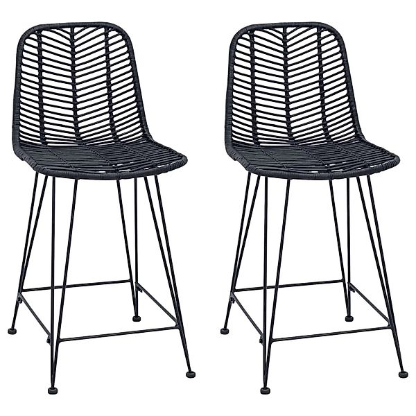 vidaXL Barstuhl 2 Stk Schwarz 44,5 x 54,5 x 97,5 cm Rattan und Eisen 420115 günstig online kaufen