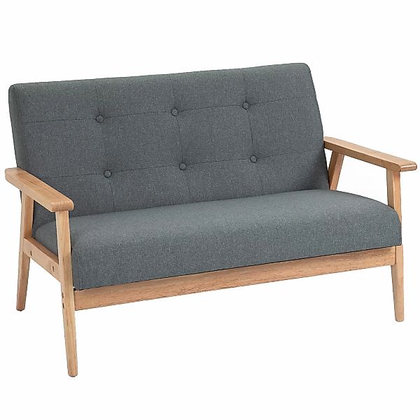 HOMCOM Doppelsofa Loveseat 2-Sitzer mit Polsterung kompaktes Design aus Lei günstig online kaufen