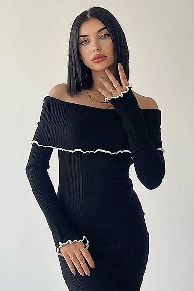WOMAN VISION Minikleid Langärmeliges Midikleid mit Carmen-Ausschnitt günstig online kaufen