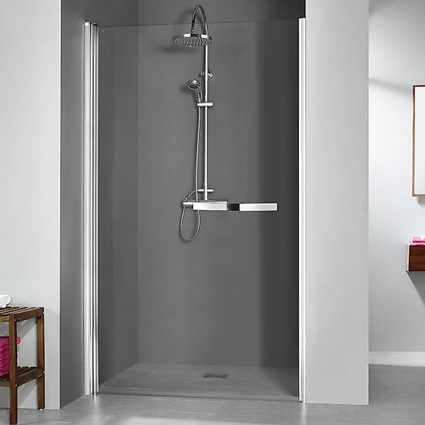 Breuer Drehtür Nische,inks Elana 6 Silber Matt Klarglas mit Bogengriff 80 c günstig online kaufen