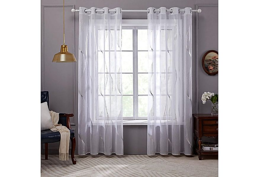 Deconovo Vorhang Voile Gardinen Ösenschal Transparent Ösenvorhang Wohnzimme günstig online kaufen