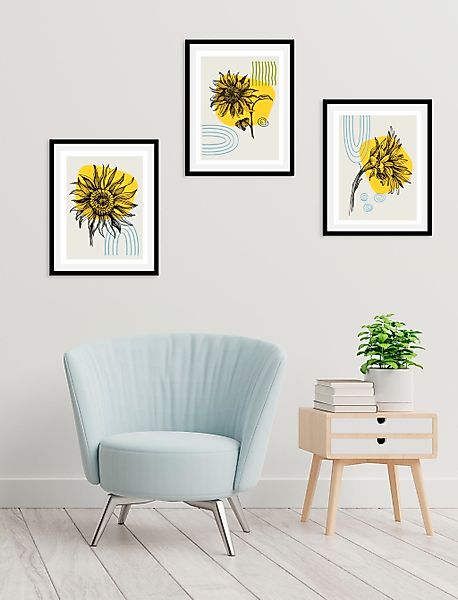 queence Bild "Set Sunflower", Blumen, (1 St.), gerahmt günstig online kaufen