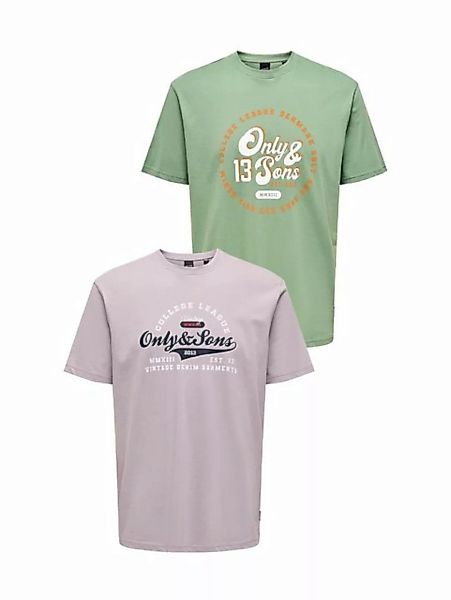 ONLY & SONS T-Shirt 2er-Set Print T-Shirt Rundhals Vintage Design Shirt ONS günstig online kaufen