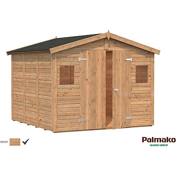 Palmako Dan Holz-Gartenhaus Braun Satteldach Tauchgrundiert 273 cm x 280 cm günstig online kaufen