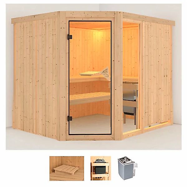 Karibu Sauna »Frigga 3« Set, 9-kW-Ofen mit integrierter Steuerung günstig online kaufen