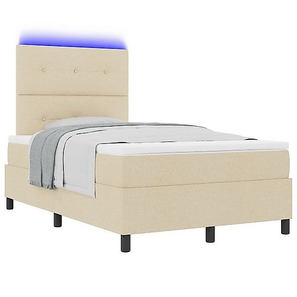 vidaXL Bett Boxspringbett mit Matratze & LED Creme 120x200 cm Stoff (1-tlg) günstig online kaufen
