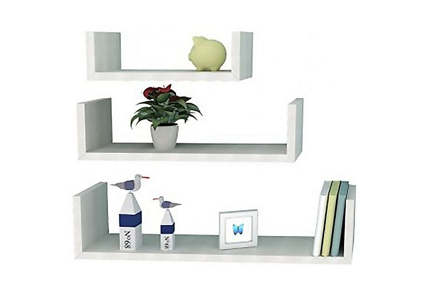 Mojawo Wandregal 3er Set Wandregal Bücherregal Board Schweberegal Weiß MDF günstig online kaufen