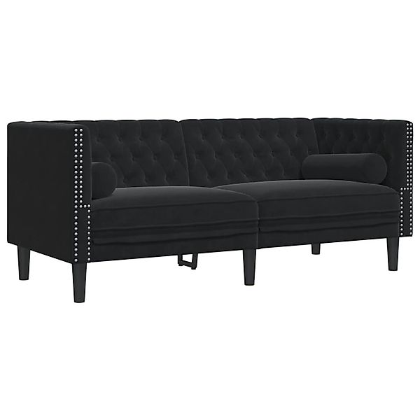 vidaXL Chesterfield-Sofa mit Nackenrollen 2-Sitzer Schwarz Samt 2144771 günstig online kaufen