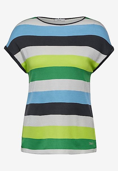CECIL T-Shirt bold stripe with lurex Shirt dark petrol blue günstig online kaufen