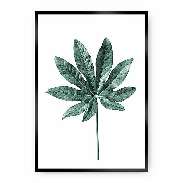 Poster Leaf Emerald Green, 21 x 30 cm, Rahmen wählen: schwarz günstig online kaufen