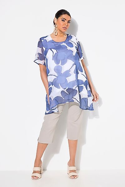 Ulla Popken Tunika Chiffon-Bluse doppellagig A-Linie günstig online kaufen