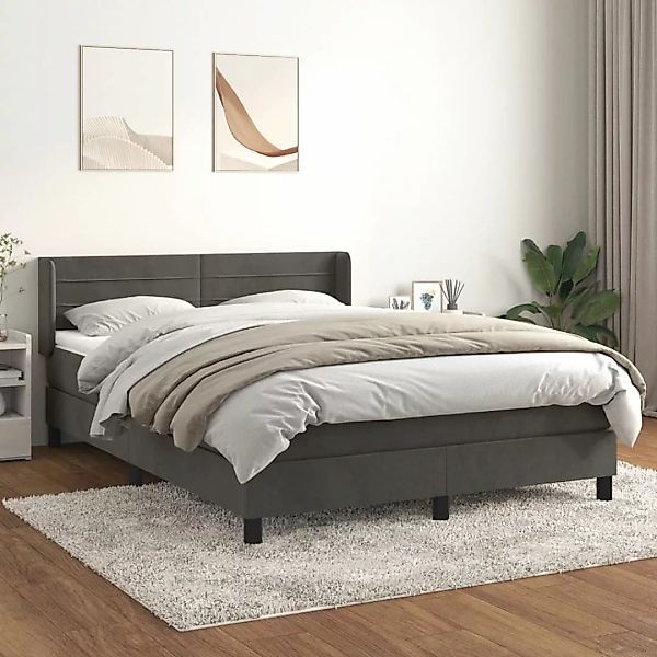 vidaXL Boxspringbett Boxspringbett mit Matratze Dunkelgrau 140x190 cm Samt günstig online kaufen