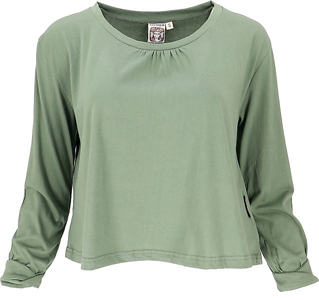 Guru-Shop Longsleeve Einfarbiges Basic Shirt, lockeres günstig online kaufen