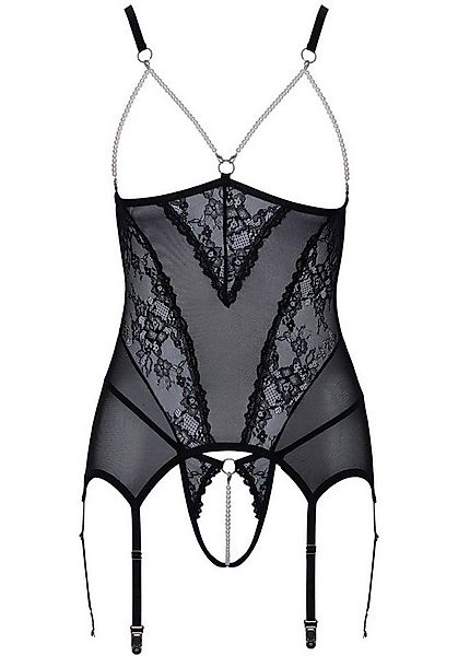 Cottelli Collection Set: Bügelloser BH Busenfreies Strapshemd & ouvert Stri günstig online kaufen