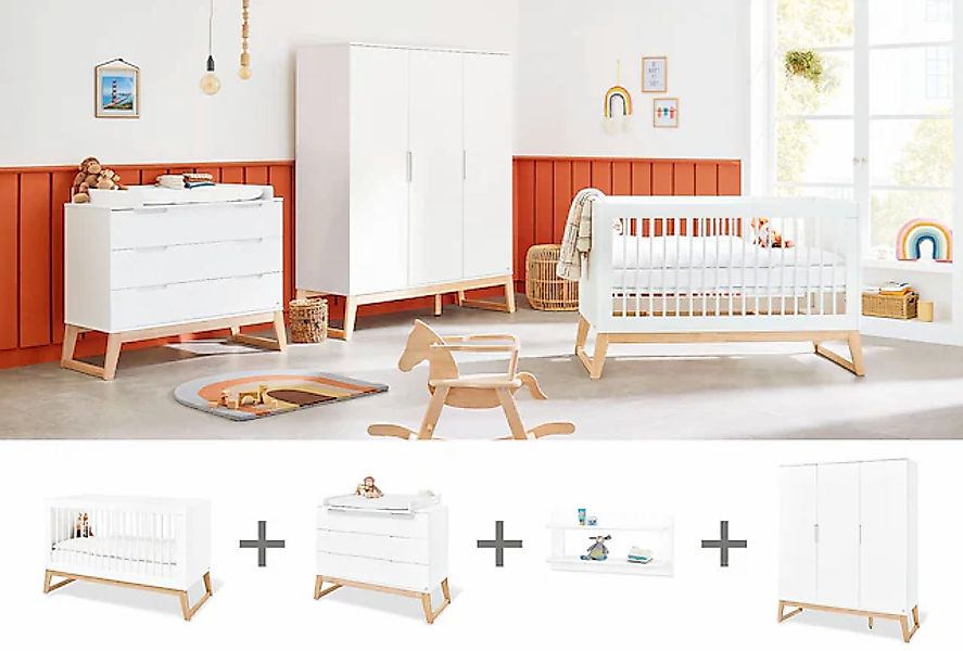 Pinolino® Babyzimmer-Komplettset »Bridge«, (Set, 4 tlg., Kinderbett, Schran günstig online kaufen