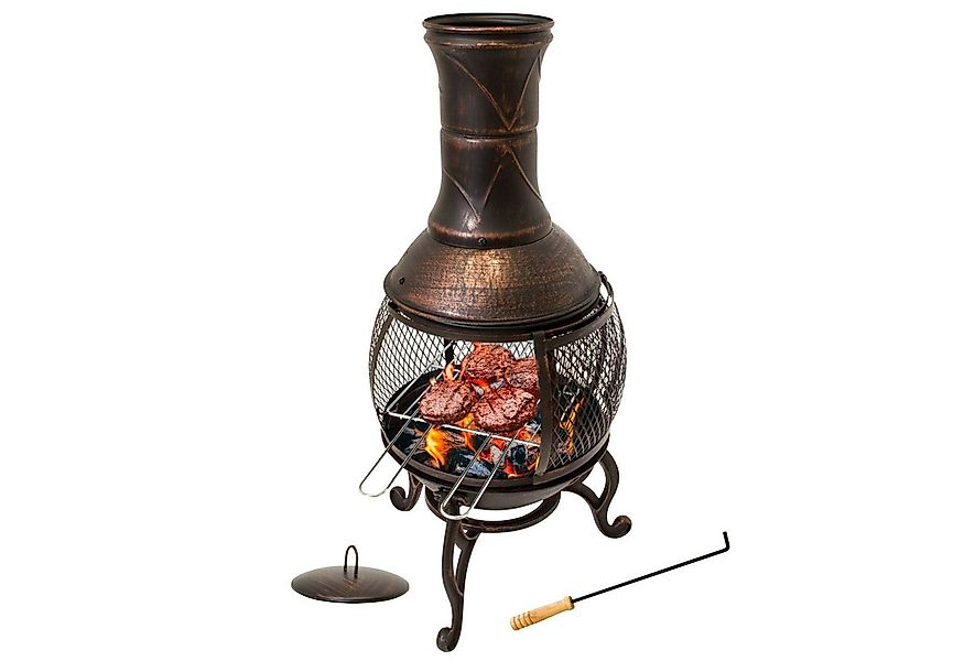 Lemodo Feuerstelle Gartenkamin aus Gusseisen mit Grillgitter, (1 Set, Kompl günstig online kaufen