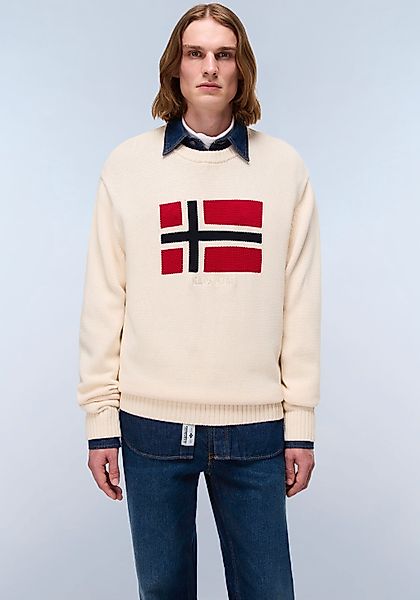Napapijri Strickpullover "MURA", Rundhals, Rippbündchen, Markenstickerei günstig online kaufen