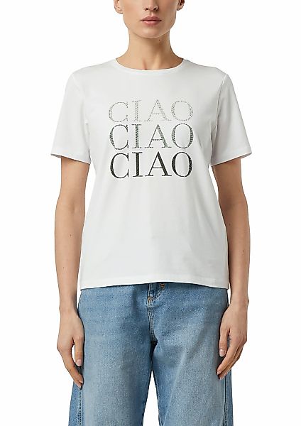 Comma T-Shirt mit Druck und Glitzersteinen günstig online kaufen