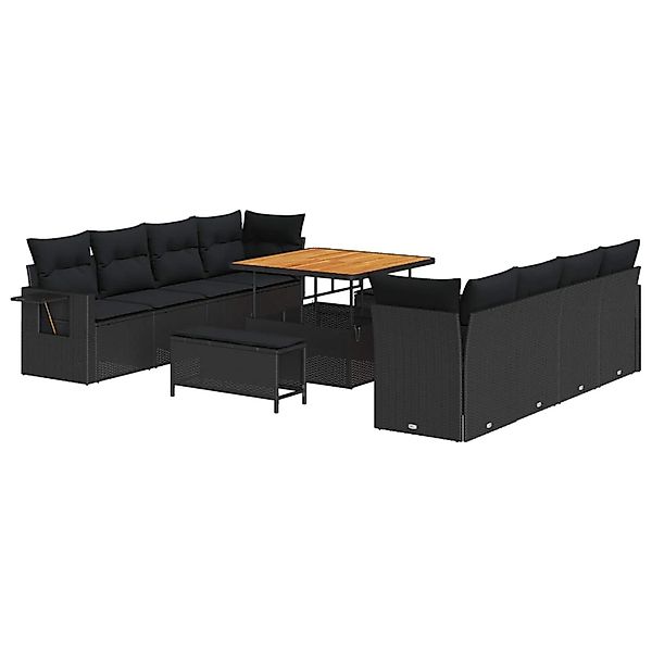 vidaXL Gartensofa-set mit Kissen 11-Tlg Schwarz Poly-Rattan 3363674 günstig online kaufen
