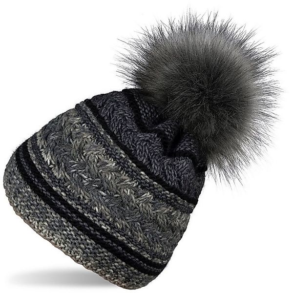 styleBREAKER Bommelmütze Strick Bommelmütze mit buntem Mustermix (1-St) günstig online kaufen