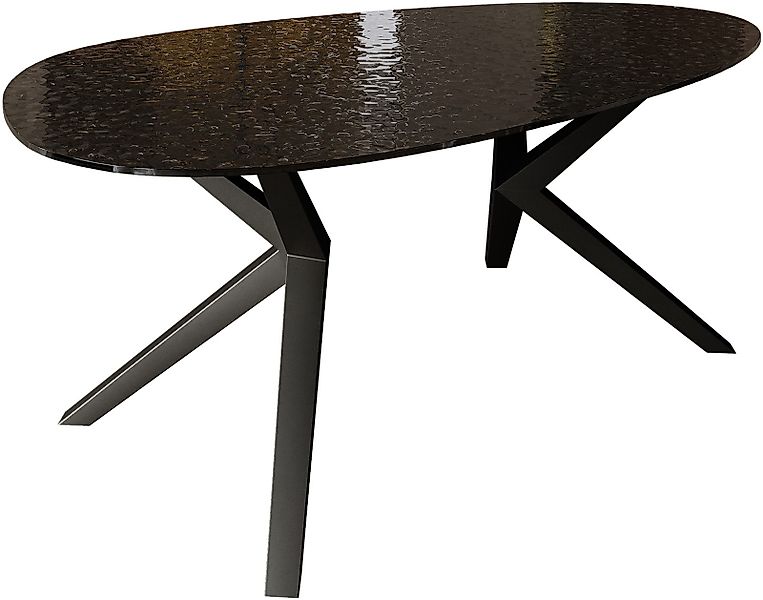 DELIFE Esstisch Edge, Oval Reliefglas Rauchschwarz günstig online kaufen