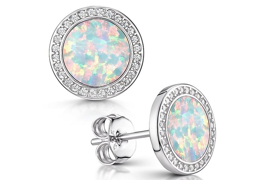 Materia Paar Ohrstecker Damen Ohrringe Opal Weiß Zirkonia SO-394, 925 Sterl günstig online kaufen