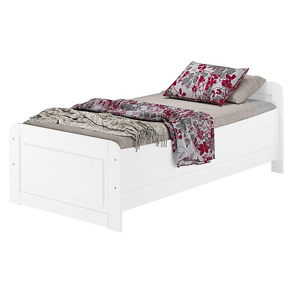 Erst-Holz Weißes Seniorenbett 100 x 200 Einzelbett Extra Hoch Rollrost inkl günstig online kaufen