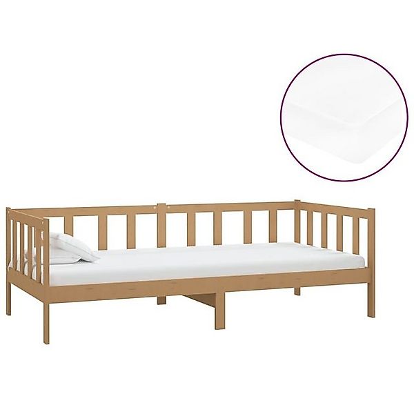 furnicato Bett Tagesbett mit Matratze 90x200 cm Honigbraun Massivholz Kiefe günstig online kaufen