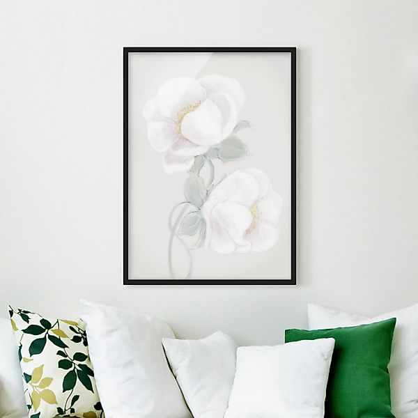 Bild mit Rahmen Eine Zeichnung zarter Blüten günstig online kaufen