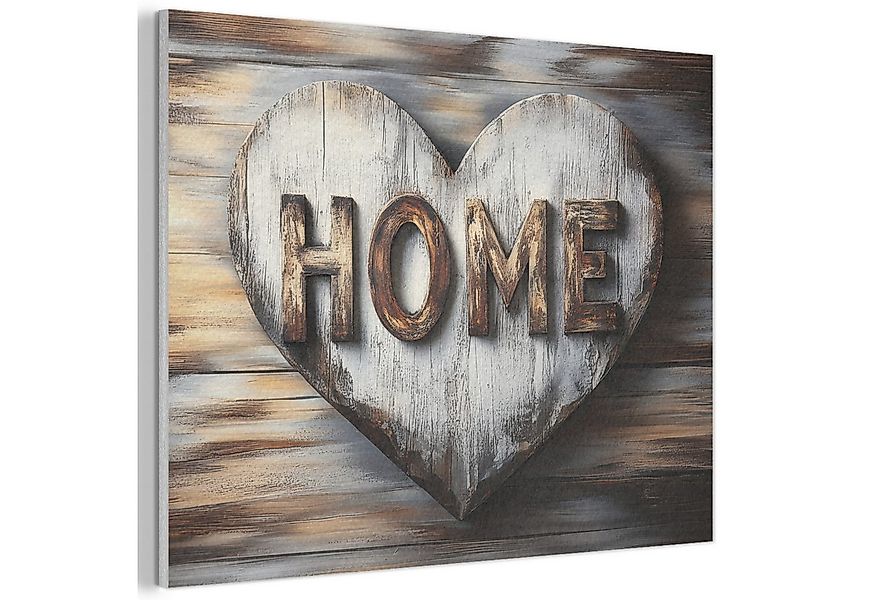 MuchoWow Gemälde Zuhause - Herz - Holzoptik - Liebe, Fotodruck (1 St), Akus günstig online kaufen