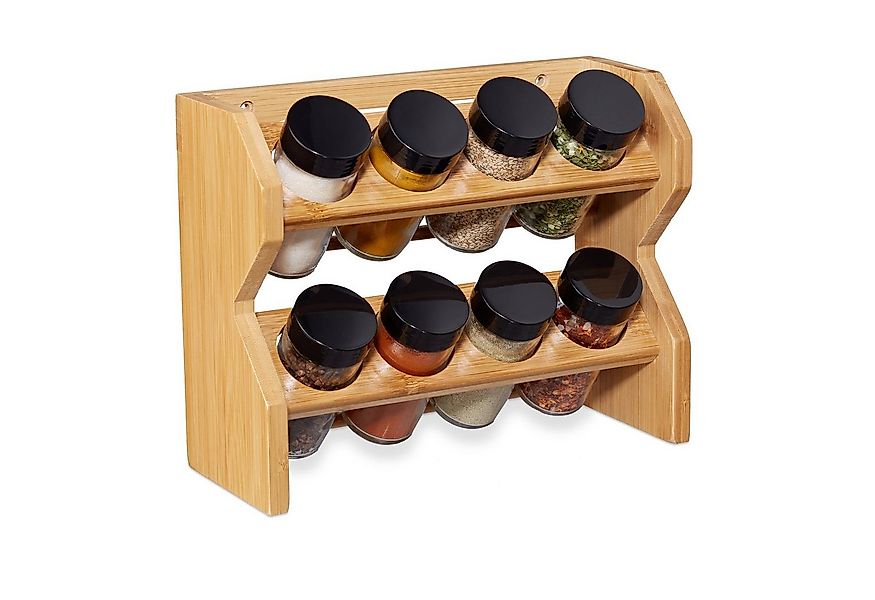 relaxdays Gewürzregal Bambus Gewürzregal 8 Gläser günstig online kaufen
