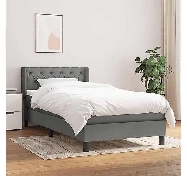 vidaXL Boxspringbett Boxspringbett mit Matratze Dunkelgrau 80x200 cm Stoff günstig online kaufen