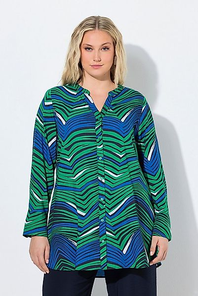 Ulla Popken Longbluse Longbluse grafischer Druck Tunika-Ausschnitt günstig online kaufen