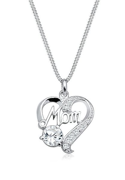 Elli Kette mit Anhänger Herz Zirkonia Weiß Schriftzug Mom 925 Sterling Silb günstig online kaufen