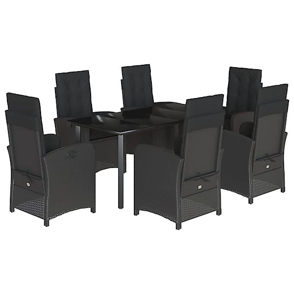 vidaXL 7-Tlg Garten-Essgruppe mit Kissen Schwarz Poly Rattan 3212326 günstig online kaufen