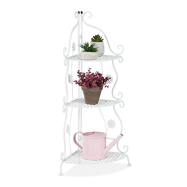 relaxdays Blumenständer Blumenregal Metall, Weiß günstig online kaufen