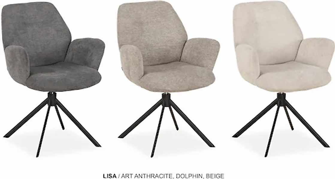 OMG Design Esszimmerstuhl »Lisa« (Set) 2 Stk. Stoff Drehstuhl mit auto-retu günstig online kaufen