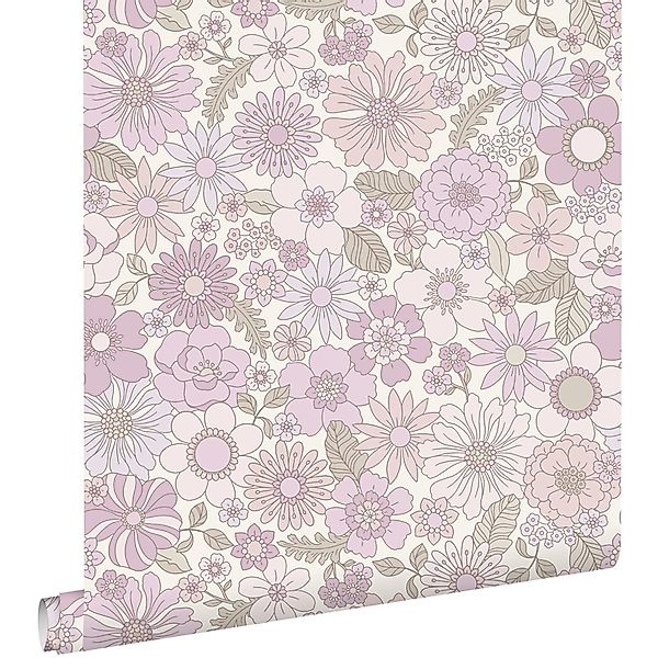 ESTAhome Tapete Retro Blumen Helllila 50 x 900 cm günstig online kaufen