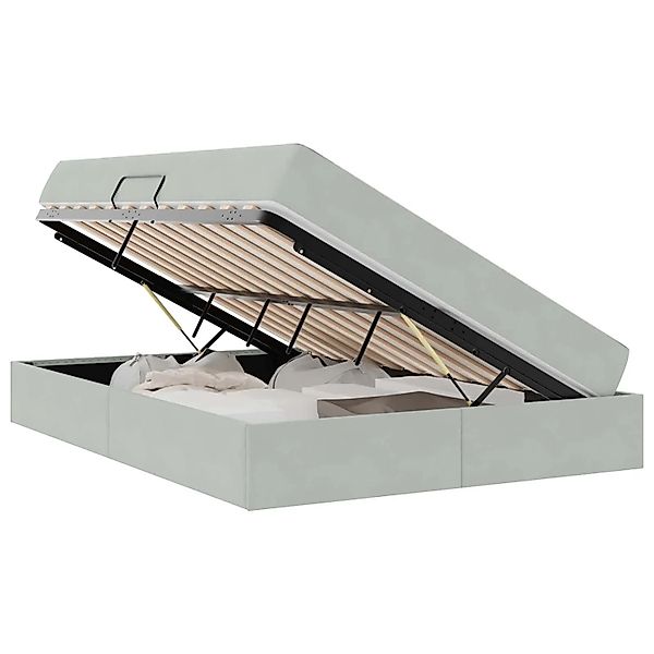 vidaXL Stauraumbett mit Matratze Hellgrau 140 x 190 cm Samt 3399718 günstig online kaufen